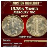 1928-s Mercury Dime Toned 10c ms66+ fsb SEGS