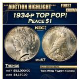 1934-p Peace Dollar TOP POP! $1 ms67 SEGS