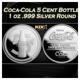 Coca-Cola 5 Cent Bottle 1 oz .999 Silver Round Rou