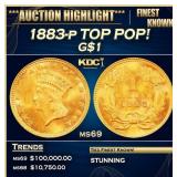 1883-p Gold Dollar TOP POP! $1 ms69 SEGS