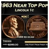 1963 Proof Lincoln Cent Near Top Pop 1c pr69 rd dc