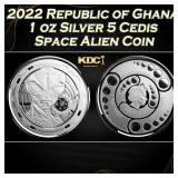 2022 Republic of Ghana 1 oz Silver 5 Cedis Space A