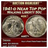 1941-d Walking Liberty Half Dollar Near Top Pop 50
