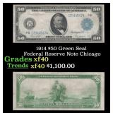 1914 $50 Green Seal Federal Reserve Note Grades xf