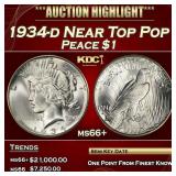 1934-d Peace Dollar Near Top Pop $1 ms66+ SEGS