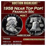 1958 Proof Franklin Half Dollar Near Top Pop! 50c