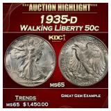 1935-d Walking Liberty Half Dollar 50c ms65 SEGS