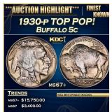 1930-p Buffalo Nickel TOP POP! 5c ms67+ SEGS