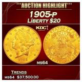 1905-p Gold Liberty Double Eagle $20 ms64 SEGS