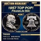 1957 Proof Franklin Half Dollar TOP POP! 50c pr69