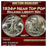 1934-p Walking Liberty Half Dollar Near Top Pop 50