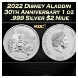2022 Disney Aladdin 30th Anniversary 1 oz .999 Sil