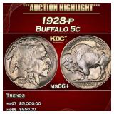 1928-p Buffalo Nickel 5c ms66+ SEGS