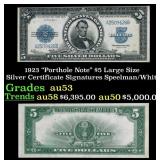 1923 $5 Large Size Silver Certificate "Porthole No