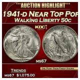 1941-d Walking Liberty Half Dollar Near Top Pop 50