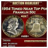 1954 Proof Franklin Half Dollar Toned Near Top Pop
