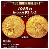 1925-d Gold Indian Quarter Eagle $2 1/2 ms65+ SEGS