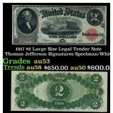 1917 $2 Large Size Legal Tender Note Thomas Jeffer