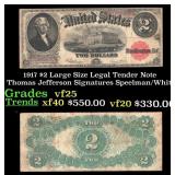 1917 $2 Large Size Legal Tender Note Thomas Jeffer