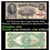 1917 $2 Large Size Legal Tender Note Thomas Jeffer