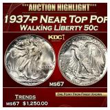 1937-p Walking Liberty Half Dollar Near Top Pop 50