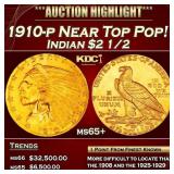 1910-p Gold Indian Quarter Eagle Near Top Pop! $2