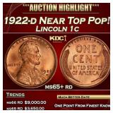 1922-d Lincoln Cent Near Top Pop! 1c ms65+ rd SEGS