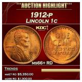 1912-p Lincoln Cent 1c ms66+ RD SEGS