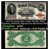 1917 $2 Large Size Legal Tender Note Thomas Jeffer