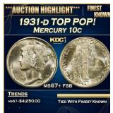 1931-d Mercury Dime TOP POP! 10c ms67+ fsb SEGS