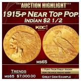 1915-p Gold Indian Quarter Eagle Near Top Pop! $2
