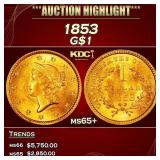 1853 Gold Dollar $1 ms65+ SEGS