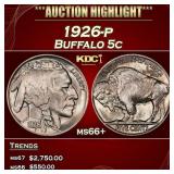 1926-p Buffalo Nickel 5c ms66+ SEGS