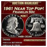 1961 Proof Franklin Half Dollar Near Top Pop! 50c