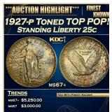 1927-p Standing Liberty Quarter Toned TOP POP! 25c