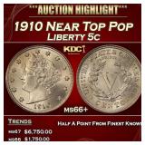 1910 Liberty Nickel Near Top Pop 5c ms66+ SEGS