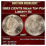 1883 CENTS Liberty Nickel Near Top Pop 5c ms67 SEG