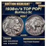 1938-d/s Buffalo Nickel TOP POP! 5c ms68+ SEGS