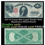 1917 $1 Large Size Legal Tender Note Grades Select