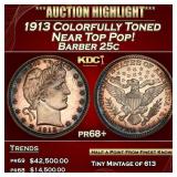 1913 Proof Barber Quarter Colorfully Toned Near To
