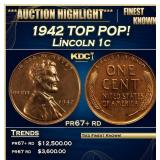 1942 Proof Lincoln Cent TOP POP! 1c pr67+ rd SEGS