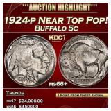 1924-p Buffalo Nickel Near Top Pop! 5c ms66+ SEGS