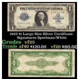 1923 $1 large size Silver Certificate Grades vf+ S