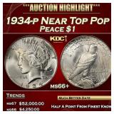 1934-p Peace Dollar Near Top Pop $1 ms66+ SEGS