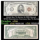 1934A $5 FRN Hawaii WWII Emergency Currency Key To