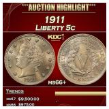 1911 Liberty Nickel 5c ms66+ SEGS
