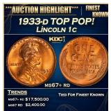 1933-d Lincoln Cent TOP POP! 1c ms67+ rd SEGS
