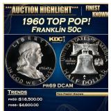 1960 Proof Franklin Half Dollar TOP POP! 50c pr69
