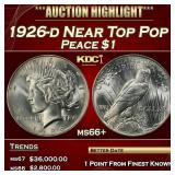 1926-d Peace Dollar Near Top Pop $1 ms66+ SEGS