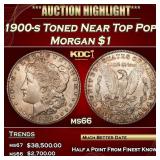 1900-s Morgan Dollar Toned Near Top Pop! $1 ms66 S